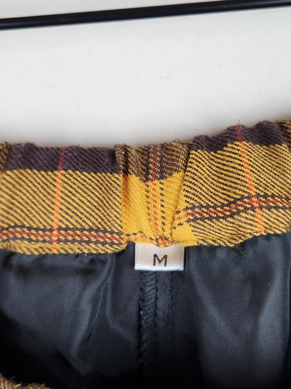 Cupop Japan Yellow Brown Plaid Lace Trim Pleated Mini Skirt Skort sz M - Picture 7 of 11